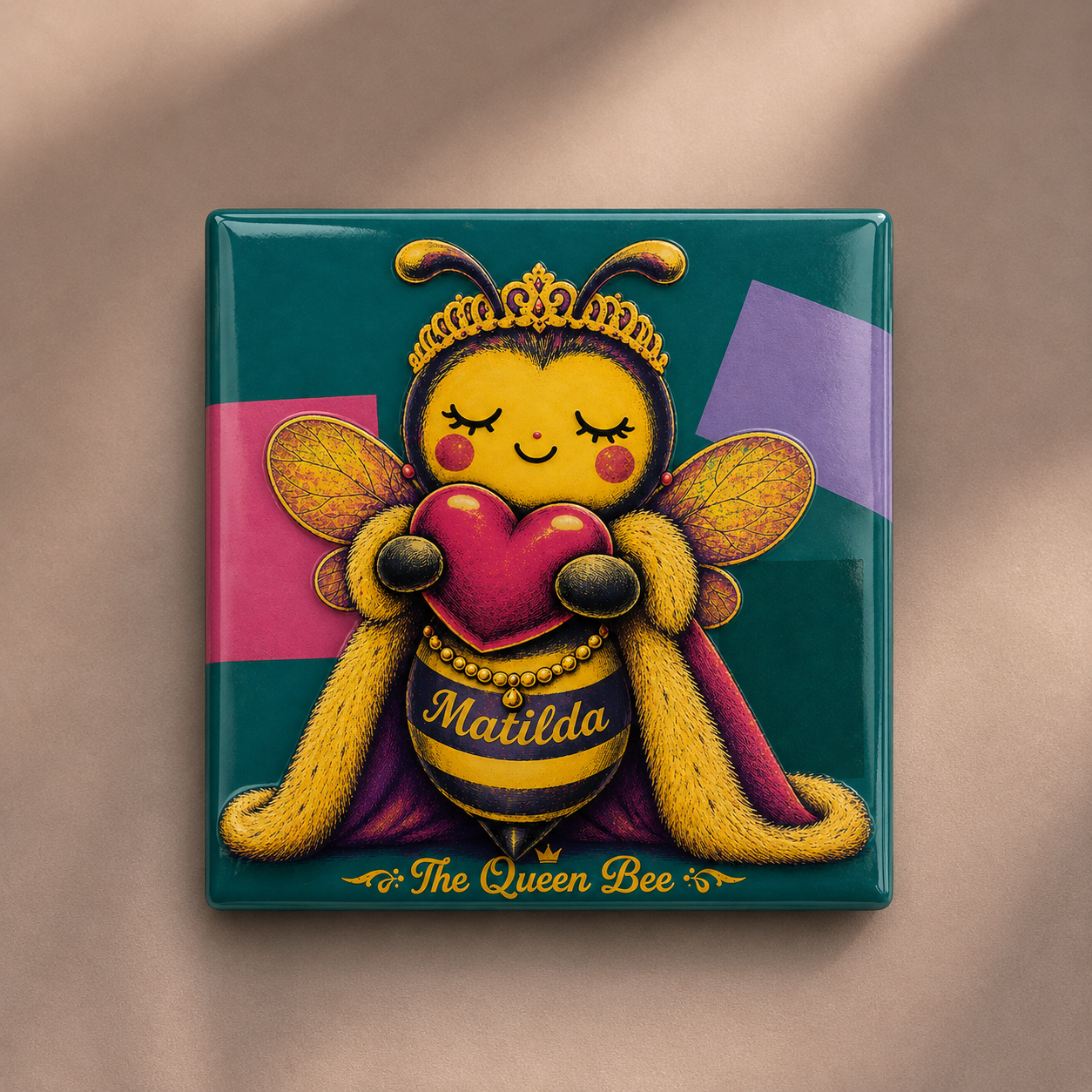 Matilda Bee “The Queen Bee” Premium Square Fridge Magnet - The Art Edition