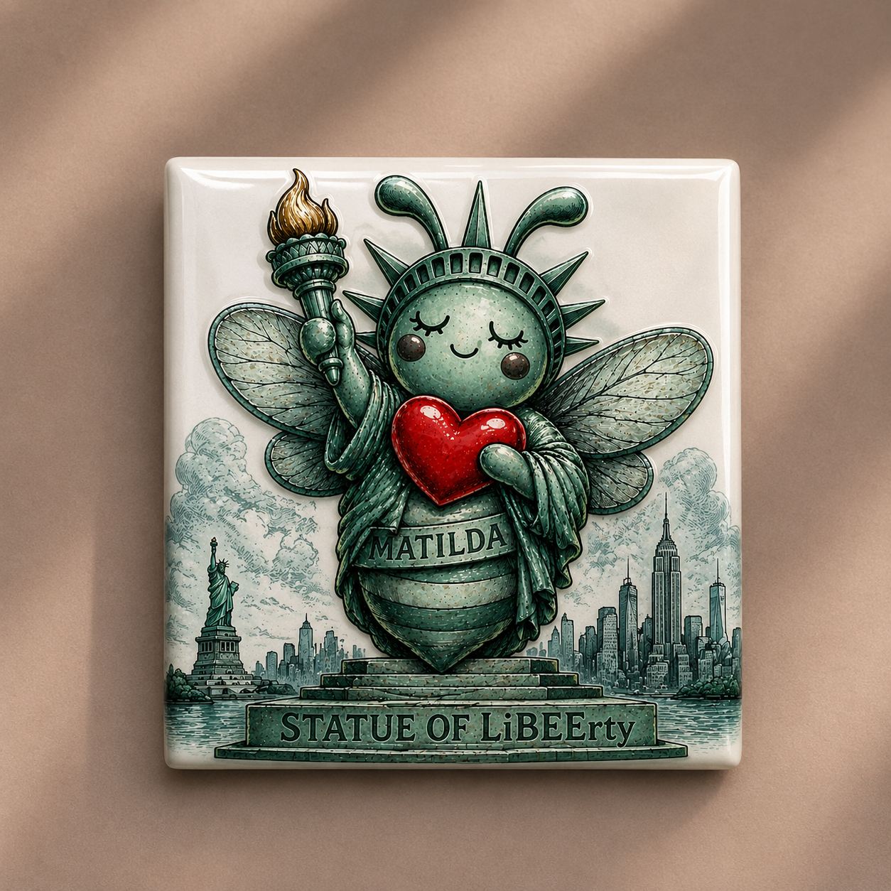 Matilda Bee “Statue of LiBEErty” Premium Square Fridge Magnet - The Art Edition
