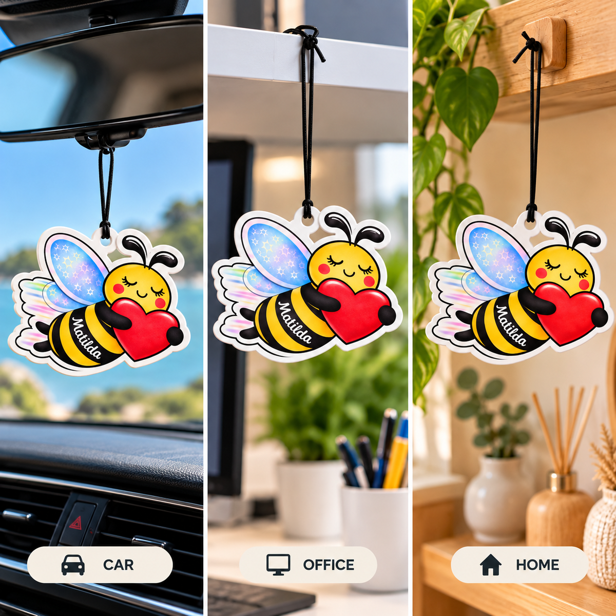 Matilda Bee Hanging Car Air Freshener - Flying Bee