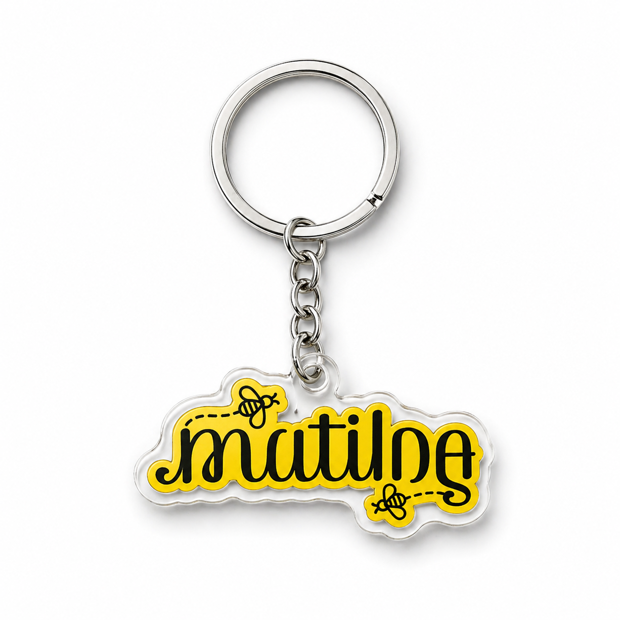 Keychain with Matilda design on a white background