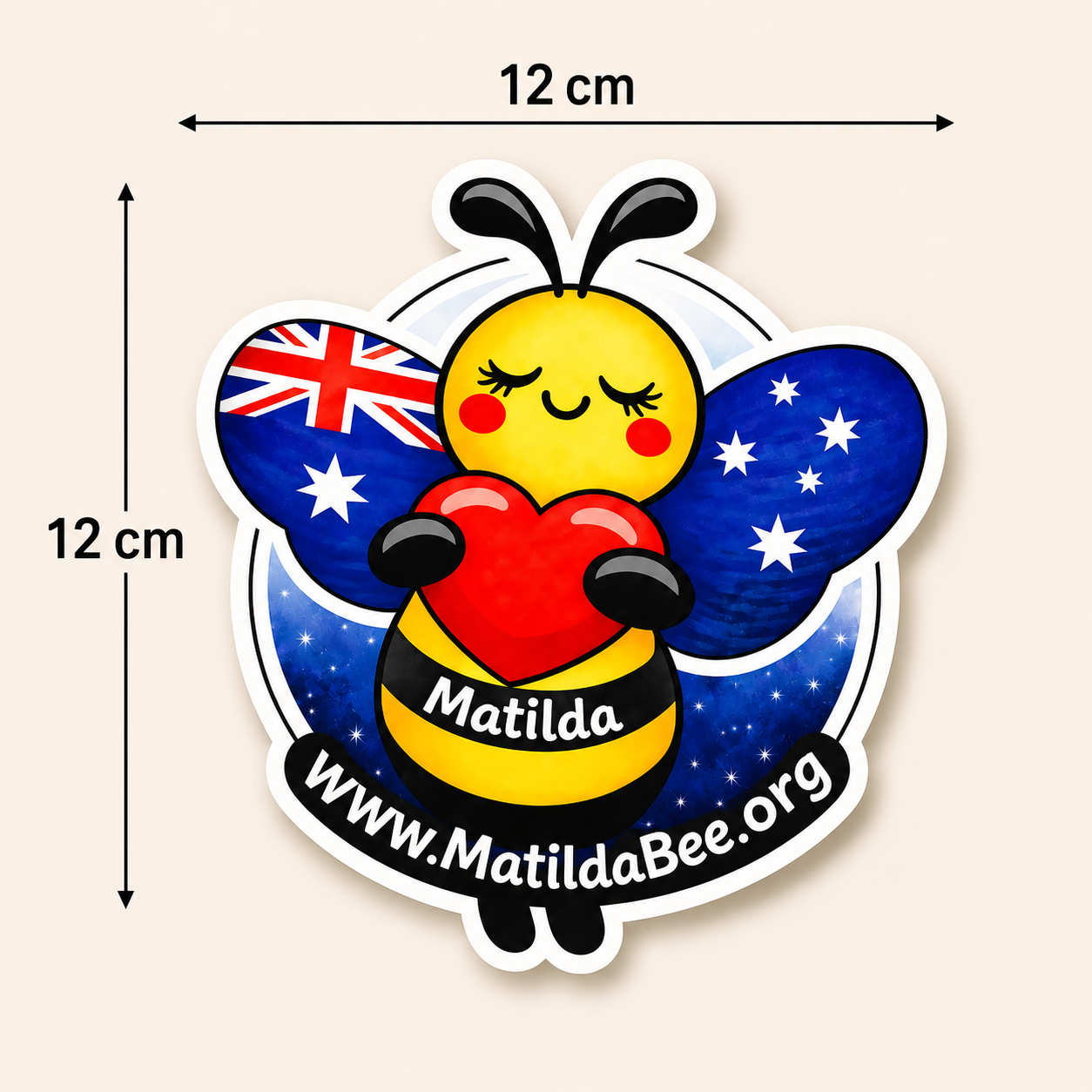 Premium Large White Matilda Bee Sticker Bundle (12cm)