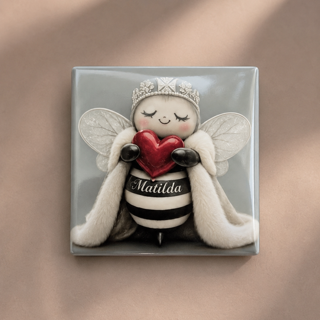 Matilda Bee “White Queen” Premium Square Fridge Magnet - The Art Edition