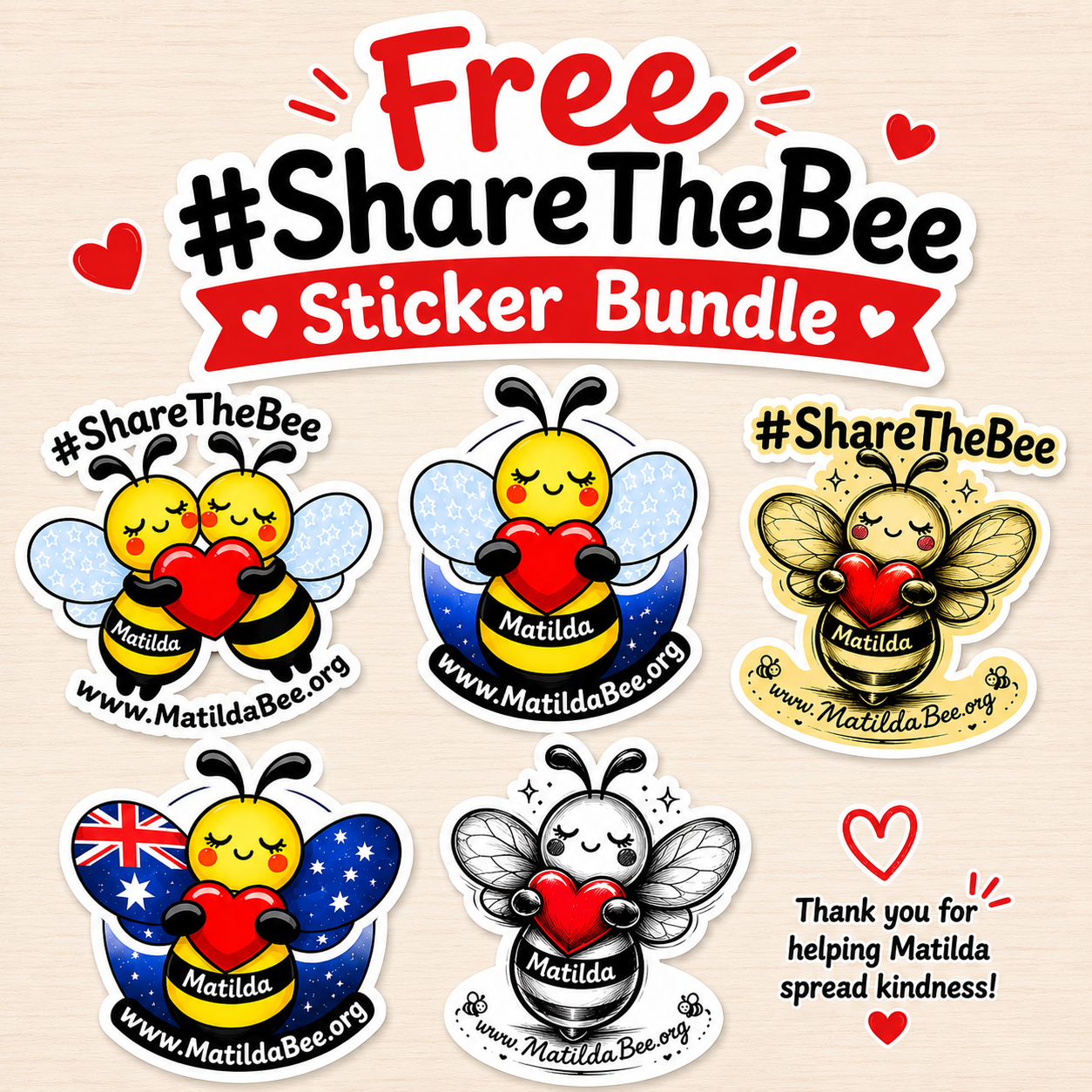 Free Matilda Bee Sticker Bundle
