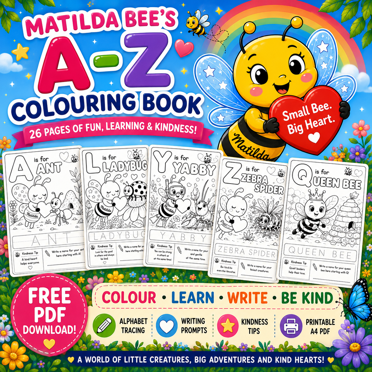 Matilda Bee's A–Z Colouring Book (FREE PDF Download)