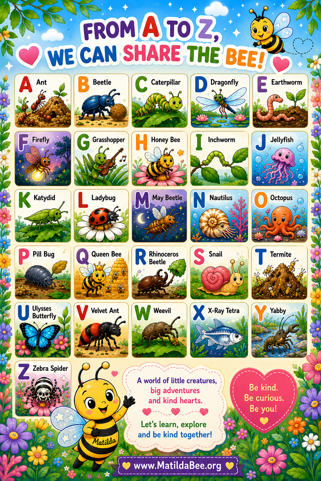 Matilda Bee's A–Z Colouring Book (FREE PDF Download)
