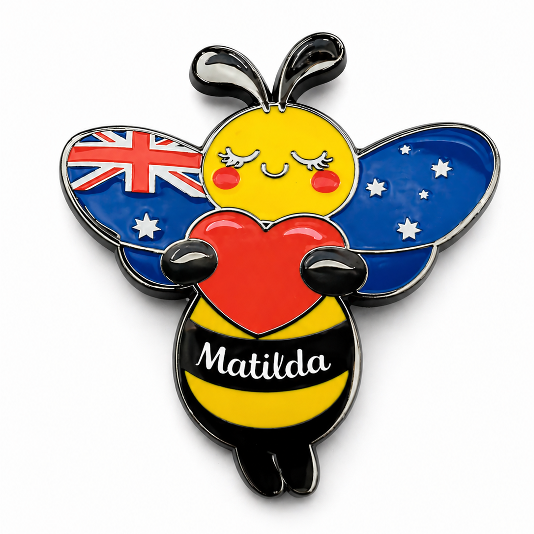 Premium Matilda Bee Lapel Pin – Aussie Wings Edition