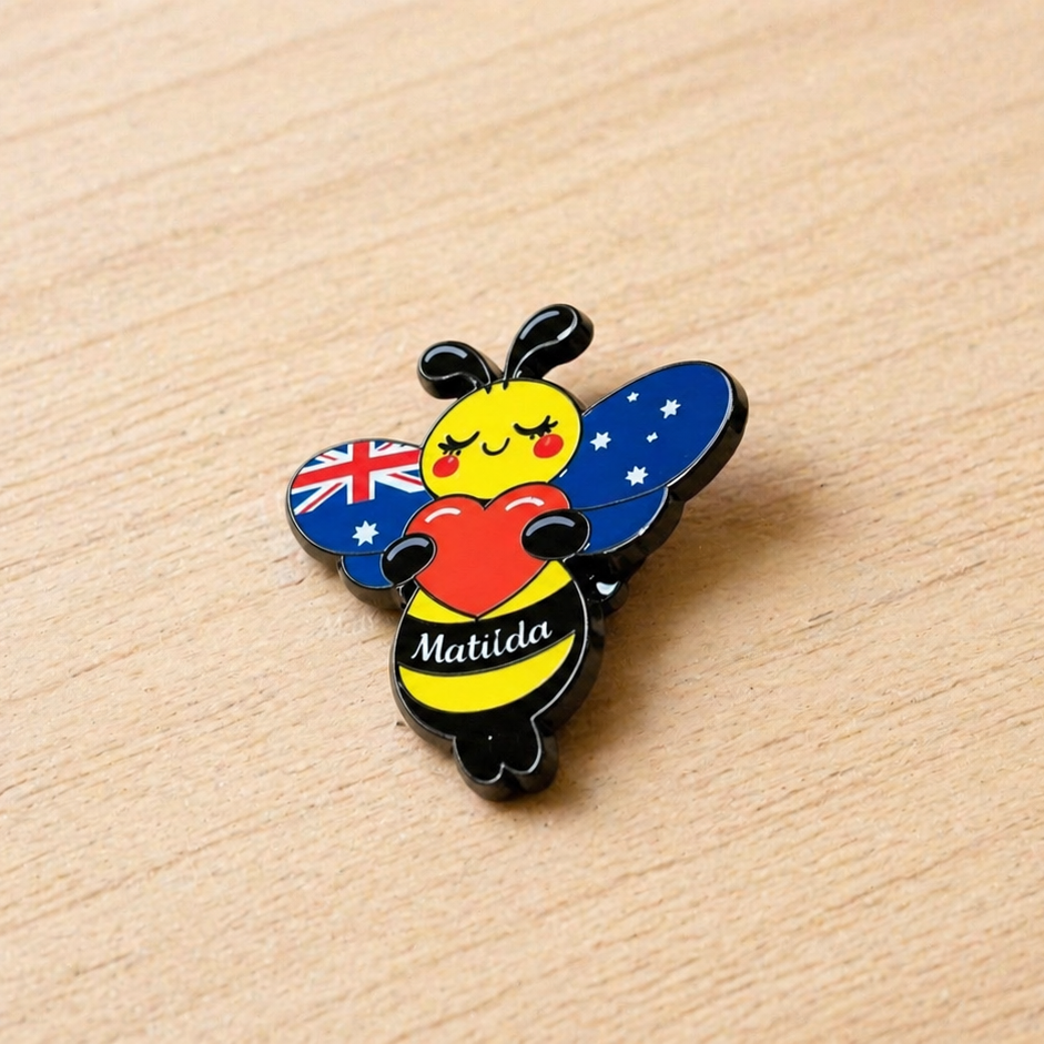 Premium Matilda Bee Lapel Pin – Aussie Wings Edition