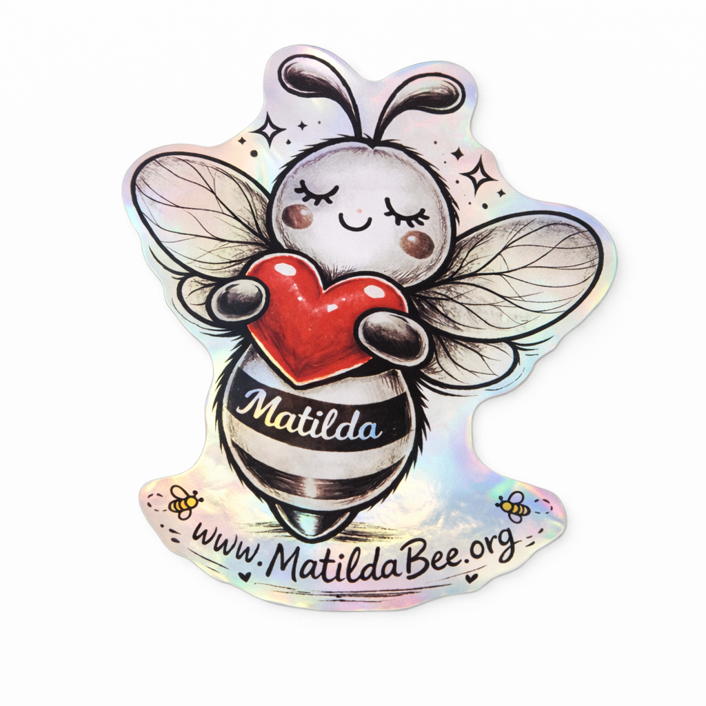 FREE Matilda Bee Holographic Sticker – B&W Edition