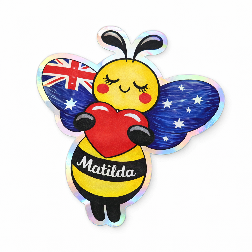 Matilda Bee Holographic Sticker – Aussie Wings Edition