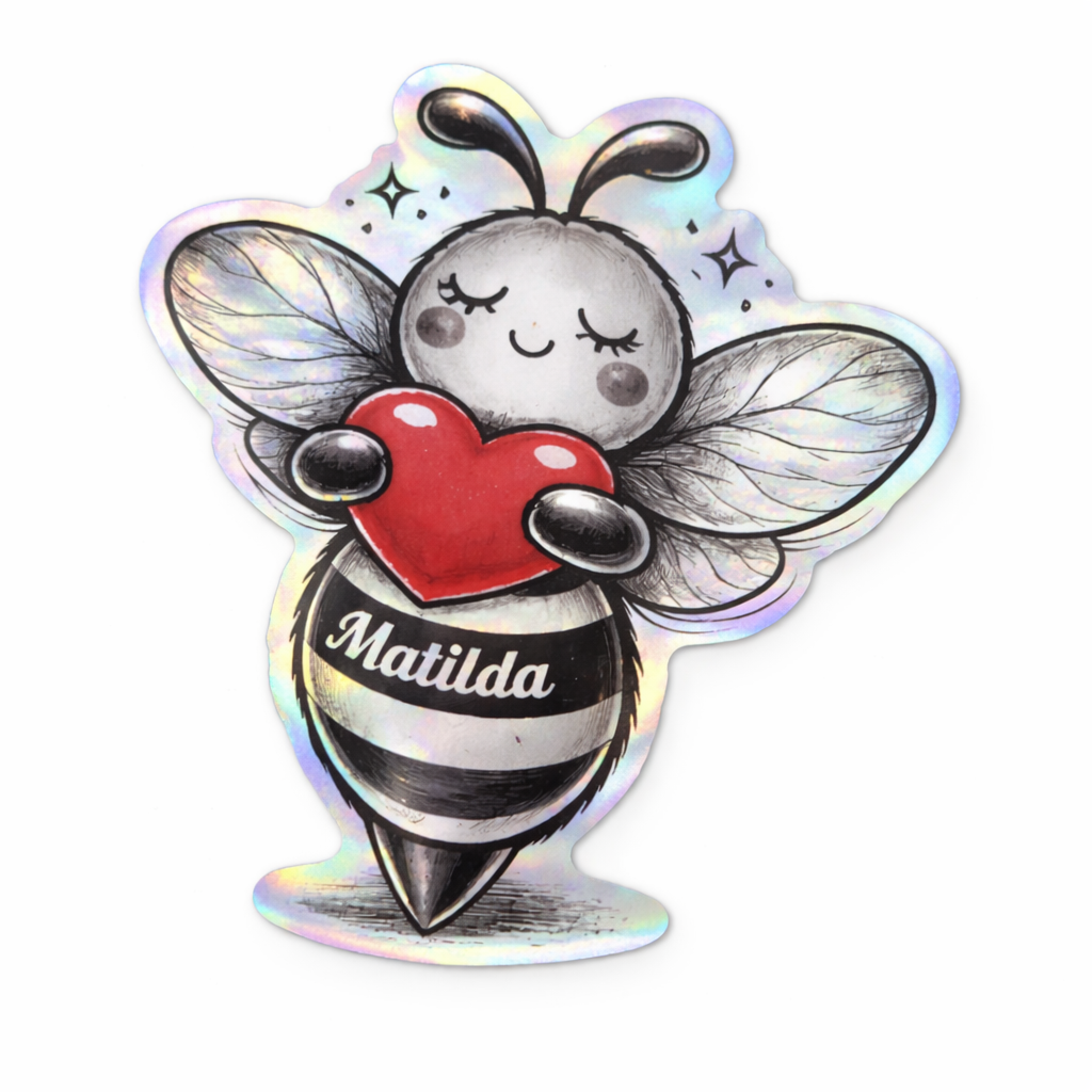 Matilda Bee Holographic Sticker – B&W Edition