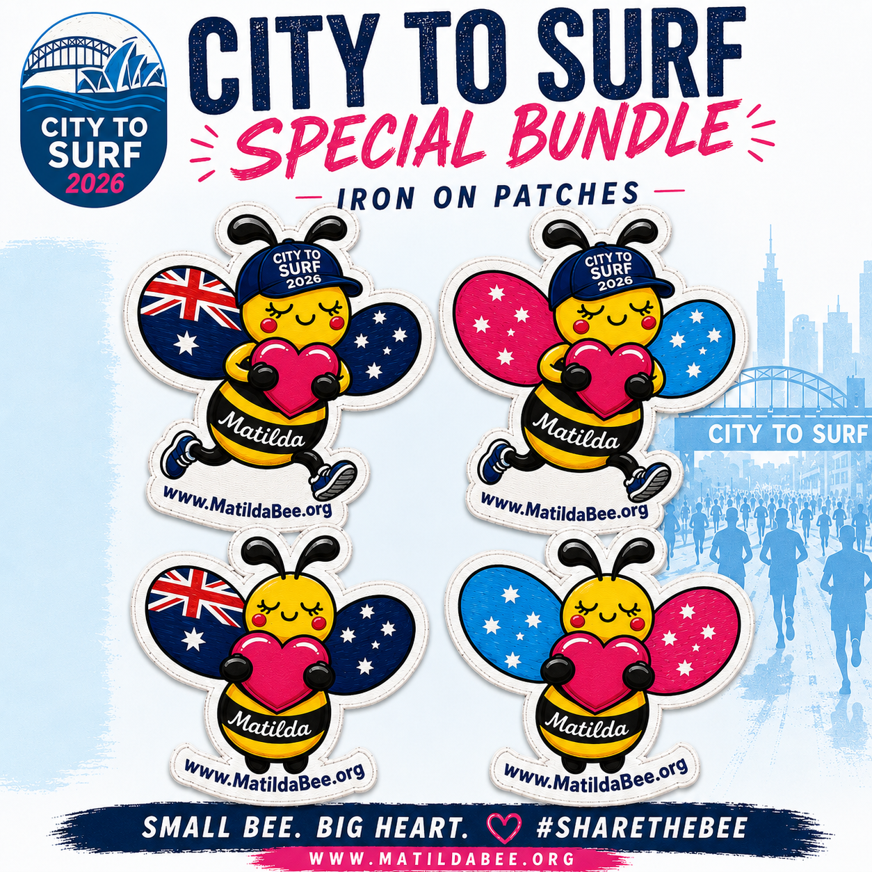 City to Surf 2026 Special Iron-On Patch Bundle