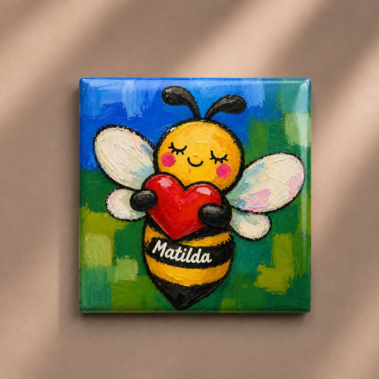 Matilda Bee Impressionist Premium Square Fridge Magnet - The Art Edition