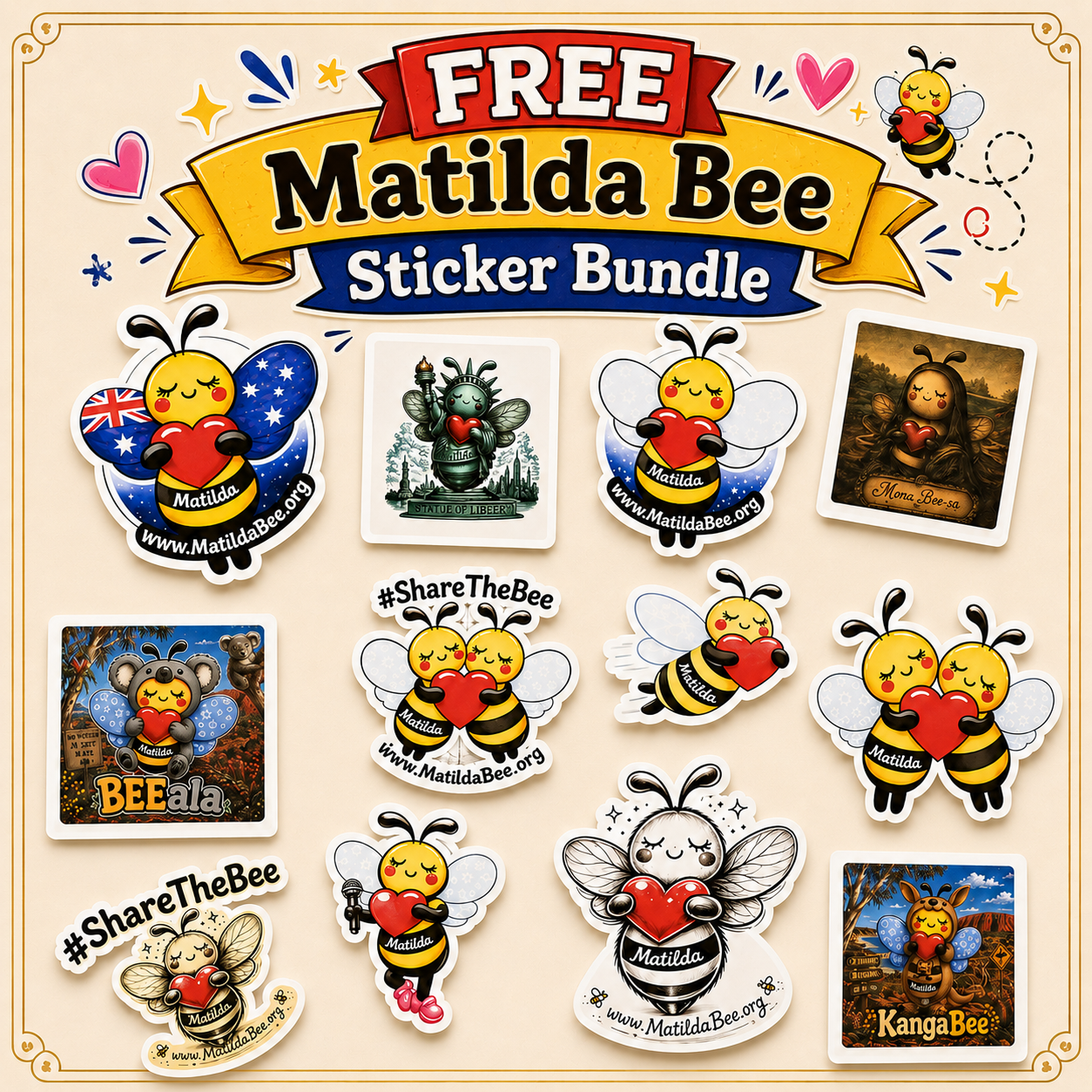 Free Matilda Bee Sticker Bundle
