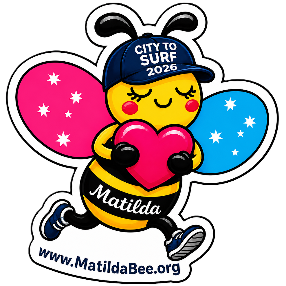 Iron-On Patch - Running Bee - Pink & Blue Wings - City To Surf Edition