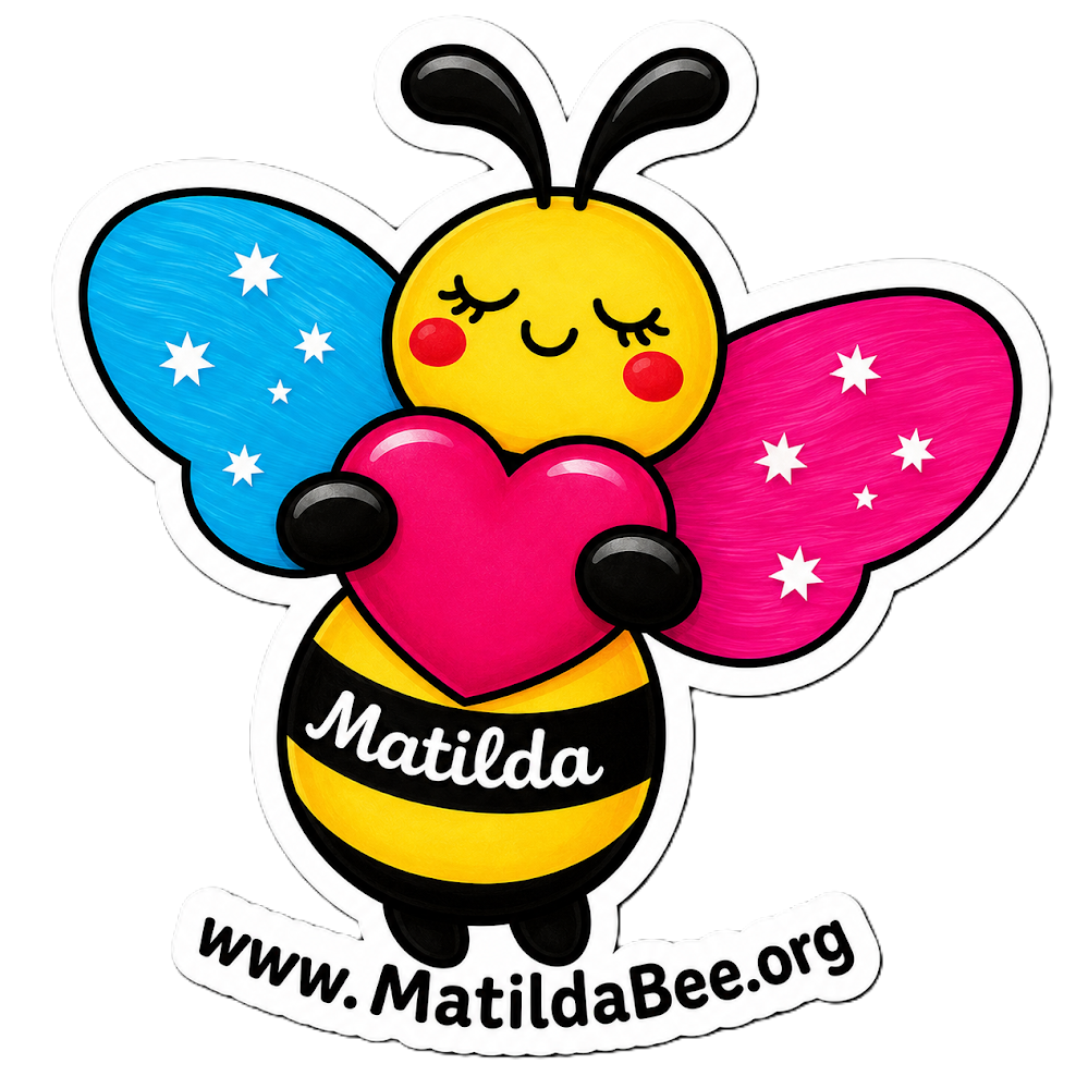 Iron-On Patch - Matilda Bee - Pink & Blue Wings - City To Surf Edition