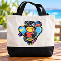 Matilda Bee Canvas Tote Bag - White/Black - Bee George