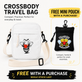 Matilda Bee Crossbody Travel  Bag - White - B&W Edition